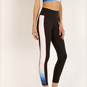 PE Nation Lineal Success Leggings 7/8 High Rise Side Stripe In Black Size M